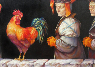 Red rooster. oil, canvas, 55x100 cm, 2010. In a private collection