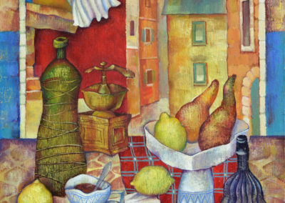 Breakfast in Trastevere. oil, canvas, 50x50 cm, 2014. In a private collection