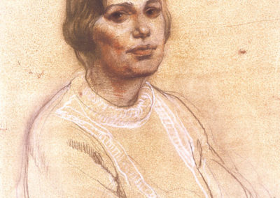 Portrait. paper, watercolor, sanguine, sepia, charcoal, chalk, 60x50 cm, 1985. For sale