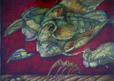 Hunters for sparrows. oil, canvas, acrylic, 60x80 cm, 2010. In a private collection