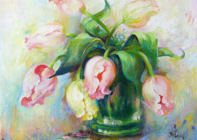 Tulips. oil, canvas, 40x45 cm, 2016. For sale