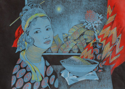 Series Asian Album. List №2. paper, ink, pen, color pencil, 31x44 cm, 2013. For sale