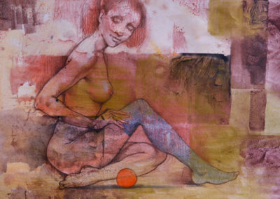 Апельсин. б., акрил, пастель, 30х37 см, 2012. В частной коллекции