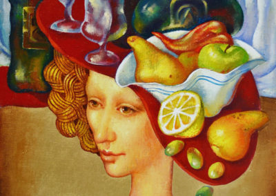 Hostess of wine shop. oil, canvas, acrylic, 47х37 cm, 2012. In a private collection