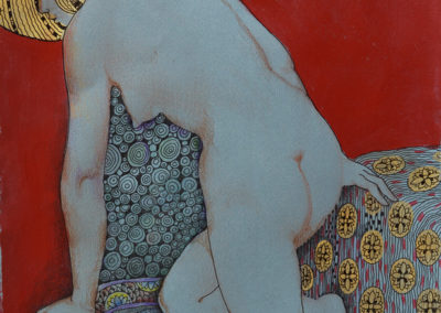 Девушка с золотыми волосами. б., акрил, тушь, цв. карандаш, 32,5х25 см, 2013. В частной коллекции