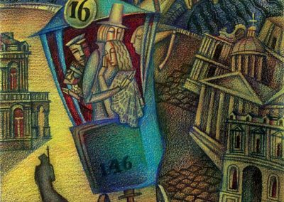 Series Petrograd, 1918. List №2. paper, ink, color pencil, 30х33 cm, 1996. For sale