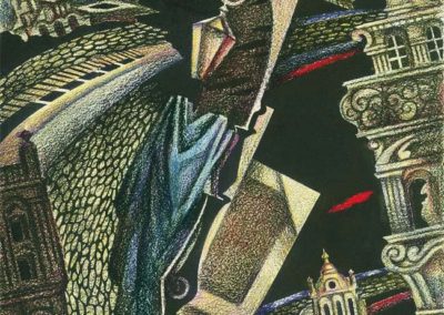 Series Petrograd, 1918. List №5. paper, ink, color pencil, 30х33 cm, 1996. For sale