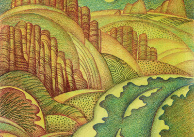 Series Cimmeria. List №1. paper, color pencil, 26х29 cm, 1997. In a private collection
