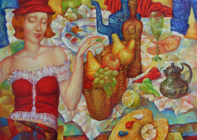 Breakfast of Lautrec. oil, canvas, acrylic, 60x80 cm, 2011. In a private collection
