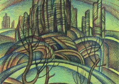 Series Cimmeria. List №3. paper, color pencil, 29х26 cm, 1997. For sale