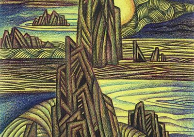 Series Cimmeria. List №5. paper, color pencil, 29х26 cm, 1997. In a private collection