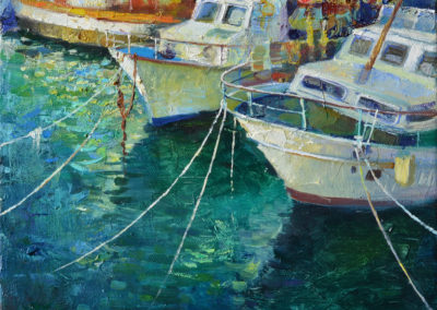 In the Port of Old Jaffa. oil, canvas, 30x30 cm, 2019. For sale