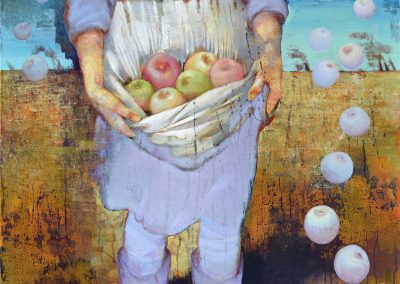 Grey Apples of twenty twenty-two. oil, canvas, acrylic, 80x90 cm, 2023. For sale