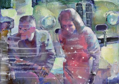 Жизнь в розовом цвете. Сложный разговор. х., м., акрил, 40х40 см, 2025. Есть в наличии